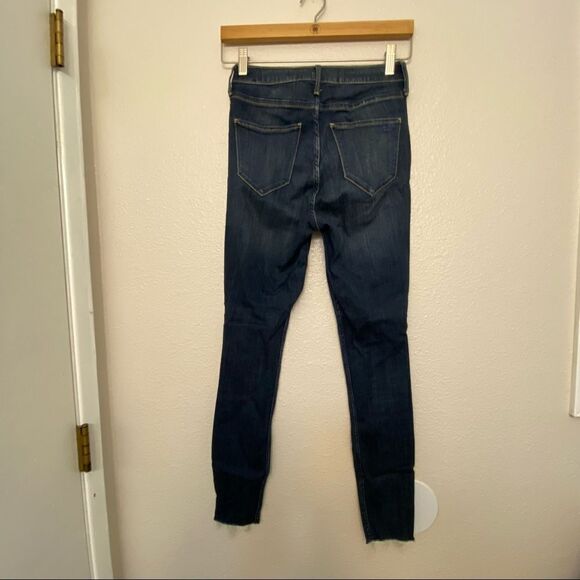 Hollister curvy hi rise skinny jeans dark button fly Frayed raw hem 1L 25w 28 - Picture 10 of 10